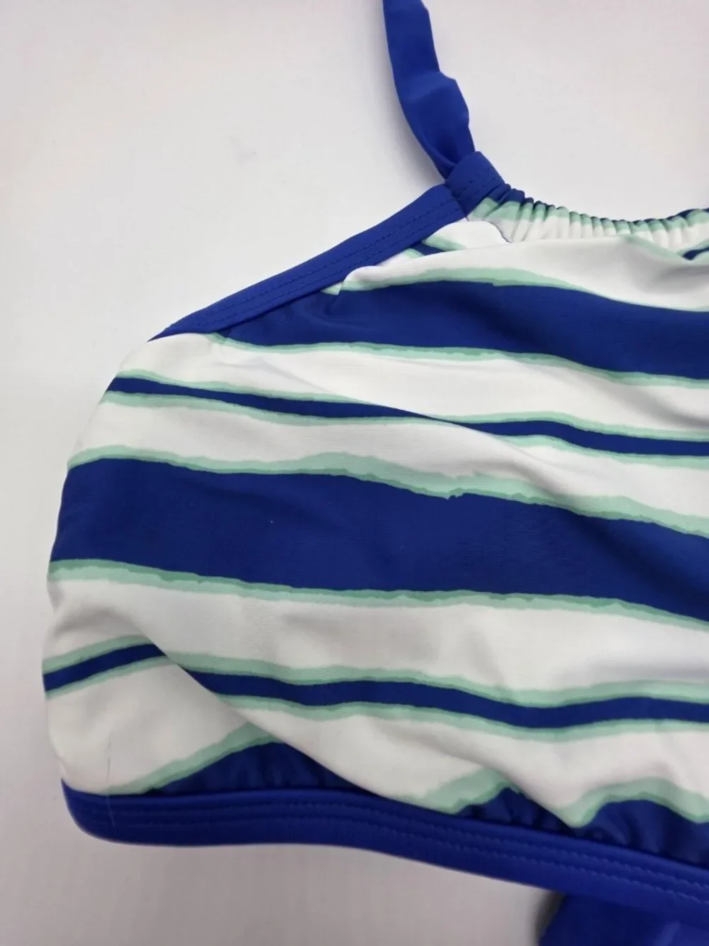 Nautica Women's Bikini Swimsuit Top Size Medium Blue Striped Halter Padded Swim